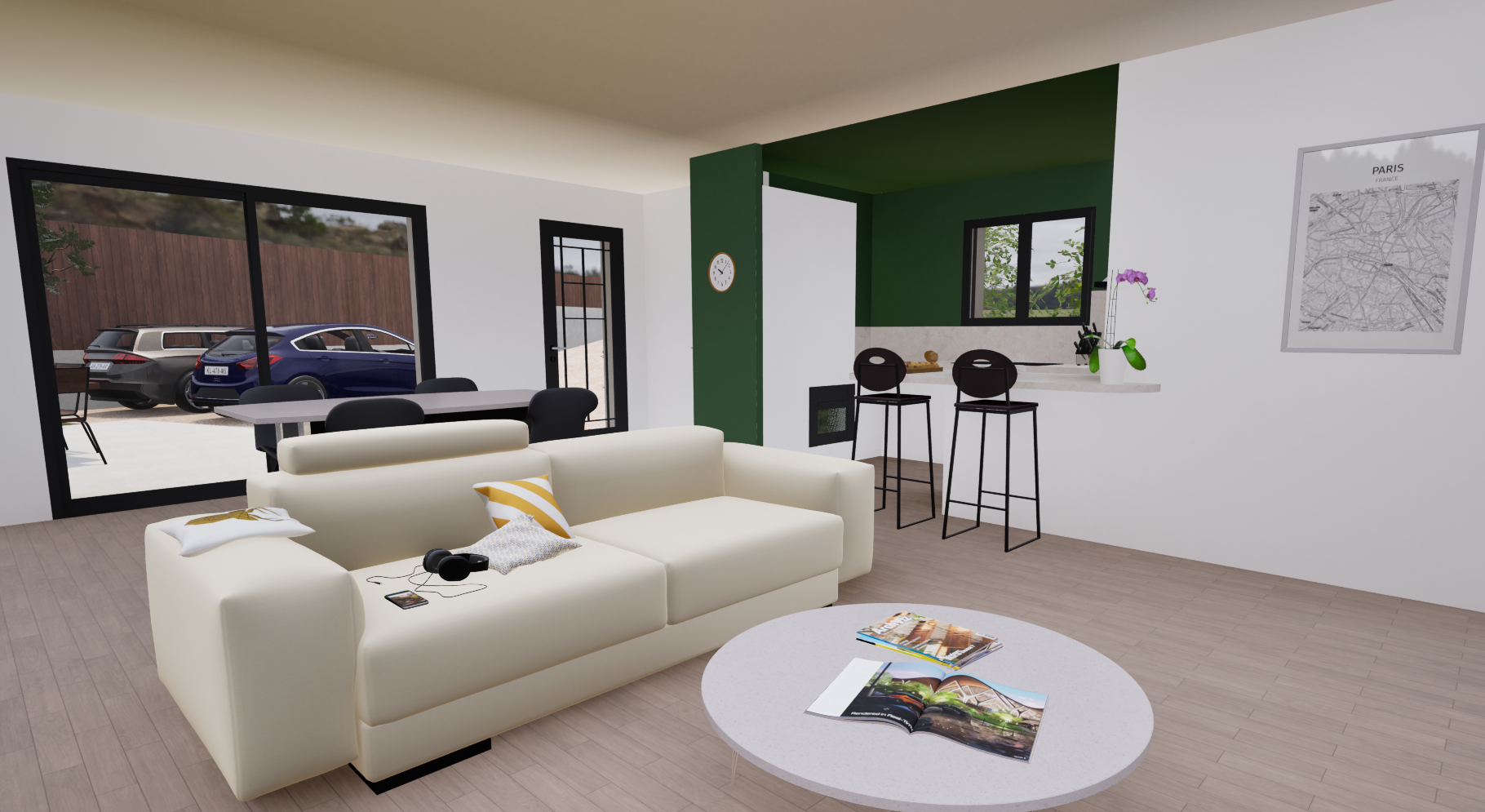 Vue 3D d'un intérieur de maison